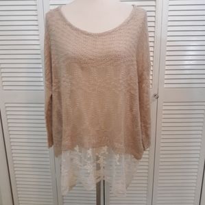 Umgee boho oversized lace sweater top small